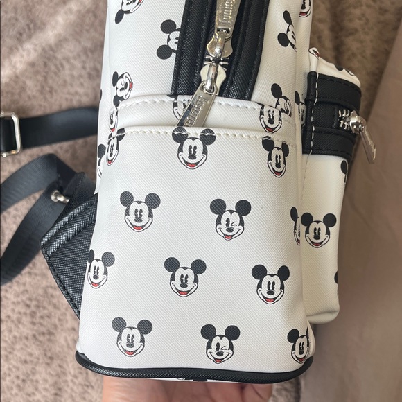 Loungefly White Mickey Mouse Pattern Mini Backpack - Picture 5 of 6